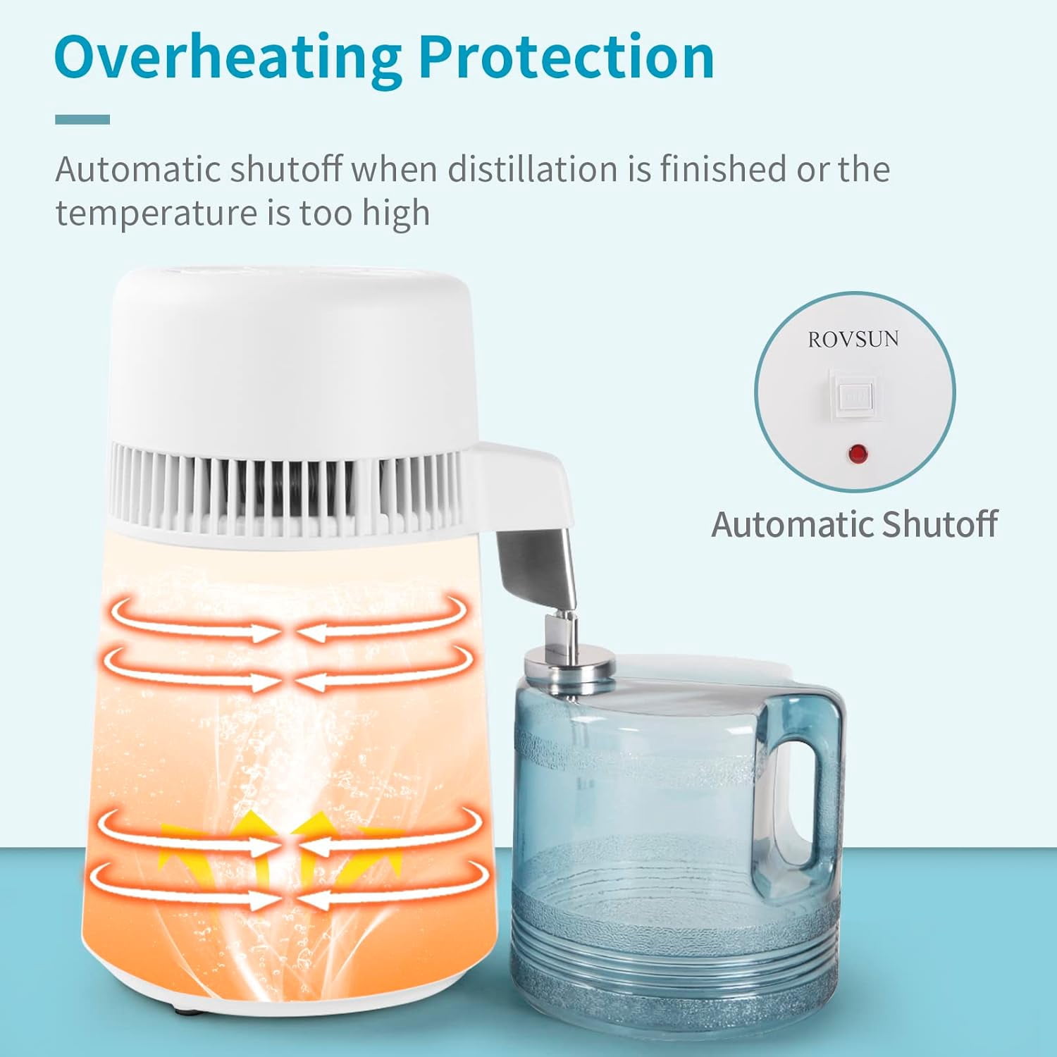 VINGLI 1.1 Gallon/4L Water Distiller, Countertop Distilled Water Machine BPA-Free,Flame-Retardant, 750W, White