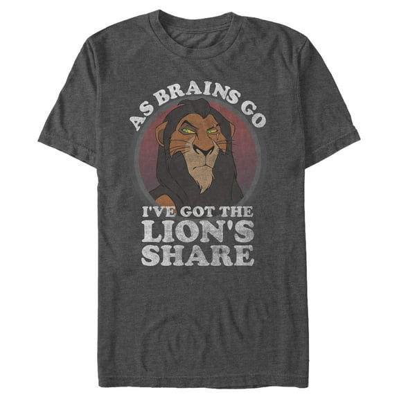 Men's Lion King Scar Lion's Share Brains Graphic Tee Charcoal Heather Large