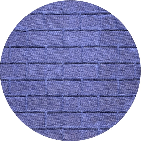 Ahgly Company Machine Washable Indoor Round Transitional Light Slate Blue Area Rugs, 5' Round