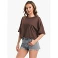 thumbnail image 2 of Women's Oversized Workout Cropped T Shirts Crew Neck Short Sleeve Casual Loose Summer Crop Tee Tops, 2 of 4