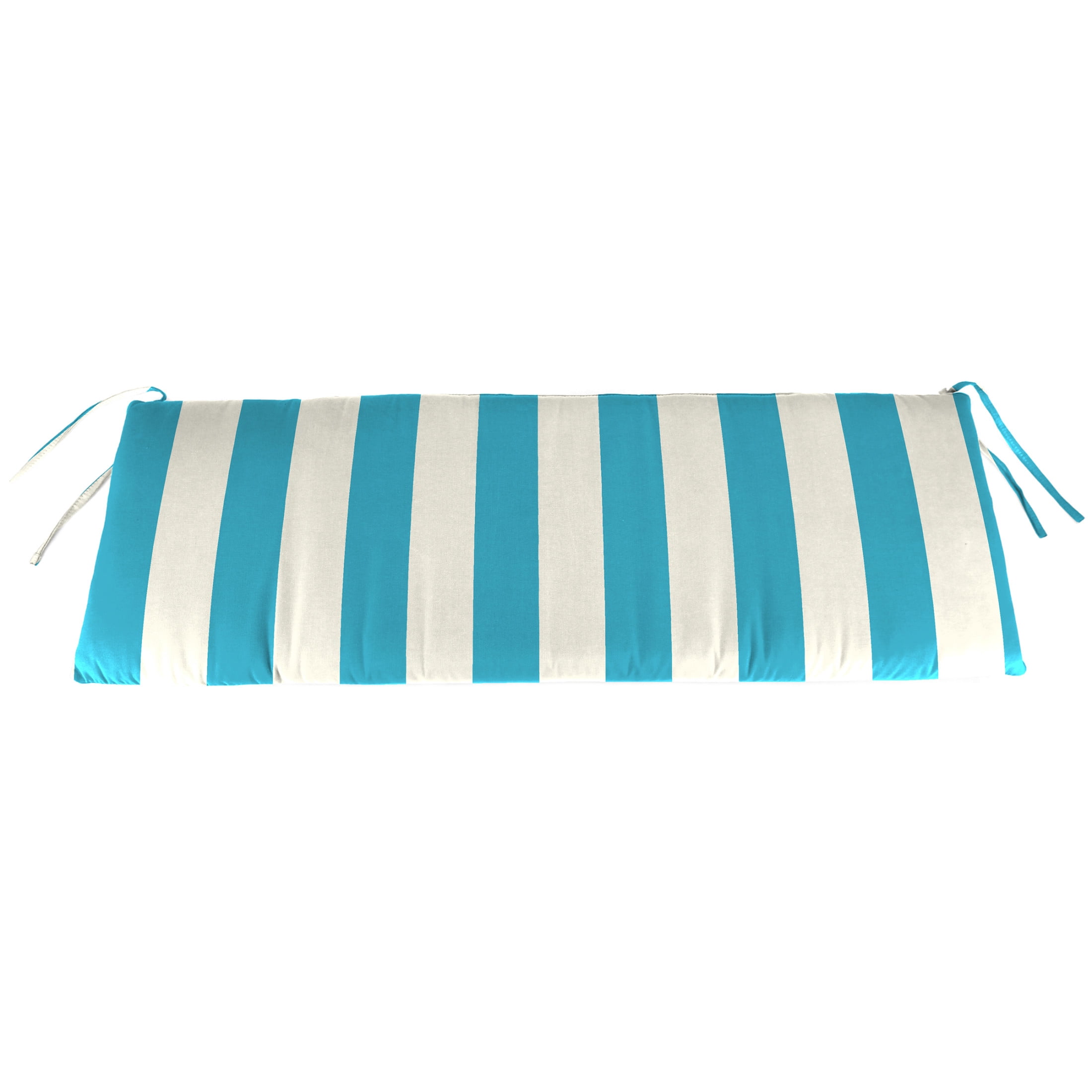 Jordan Manufacturing 48" x 18" Cabana Turquoise Stripe Rectangular Outdoor Settee Swing Bench Cushion with Ties