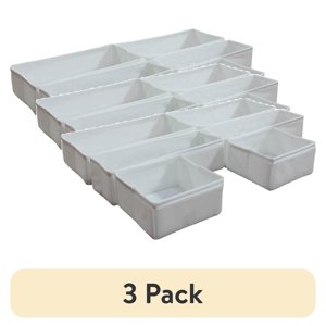 Mainstays White Drawer Organizer Set, 6-Piece Fabric Bins