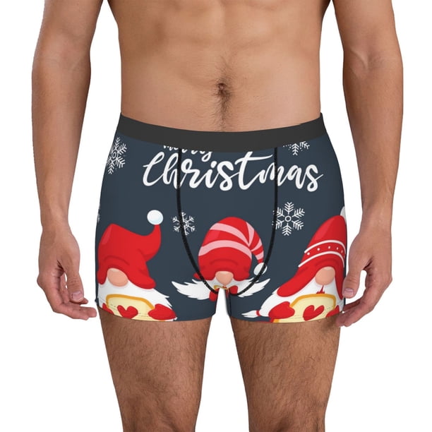 Balery Cute Christmas Gnomes (2) Calzoncillos bóxer para hombre, ropa interior de algodón suave y transpirable con cinturilla de nailon-Large