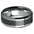 thumbnail image 3 of Tungsten Wedding Band Ring 8mm Men's Engagement Silver with Black Carbon Fiber, 3 of 4