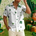 thumbnail image 6 of YueHuiYing Men's Saint Patrick's Day Print Short Sleeve Button Down Collared Shirt Casual Summer Irish Festival Fashion Holiday Party Top, 6 of 8