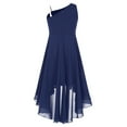 thumbnail image 2 of Alvivi Flower Girl One Shoulder Bridesmaid Dress Junior Sleeveless Rhinestones Chiffon Wedding Party Dresses Navy Blue 14, 2 of 7