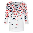 thumbnail image 5 of FASHOFT 3/4 Sleeve Valentines Shirts for Women Love Heart Cute Graphic T-Shirts Crewneck Casual Spring Tops Tee White L, 5 of 5