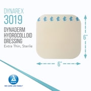 Dynarex DynaDerm Hydrocolloid Dressings, Sterile Moist Bandages Used for All Kinds of Wounds, 6 x 6, X-Thin & Latex-Free, Peel-Down Patches - 1 Case, 12 Boxes of 5 Dressings