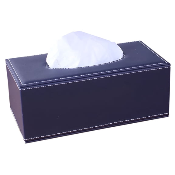 LAMIRO Tissue Box Cover Leather Retro Rectangular Multifunctional Napkin Holder,Modern Facial Tissue Pumping Paper Dispenser,Navy Blue
