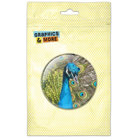 Peacock Close Up Pinback Button Pin Badge