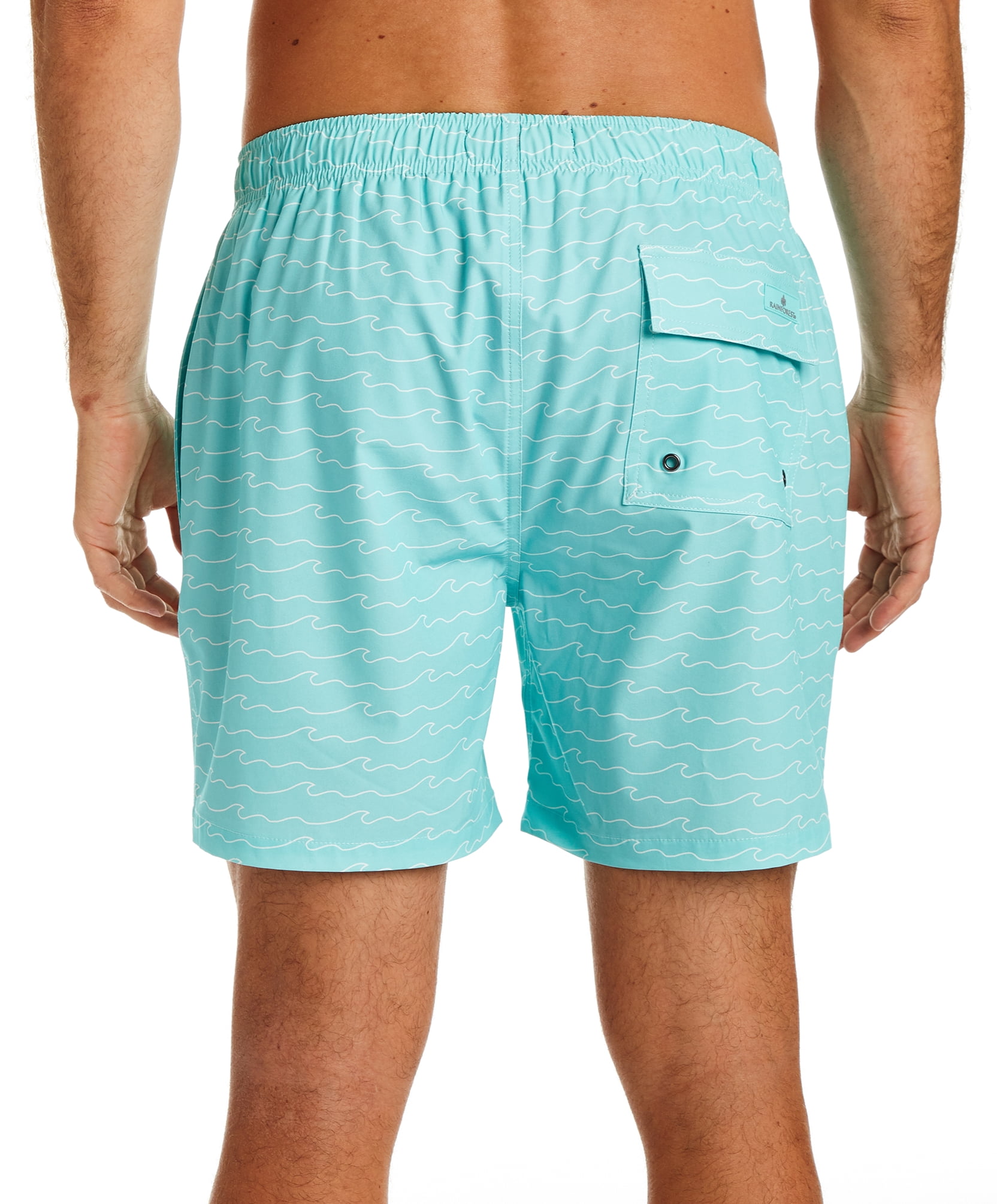 RFT Rainforest Men's Mesh Lined Quick Drying Swim Trunk, Sea Shore, Aruba Blue, S