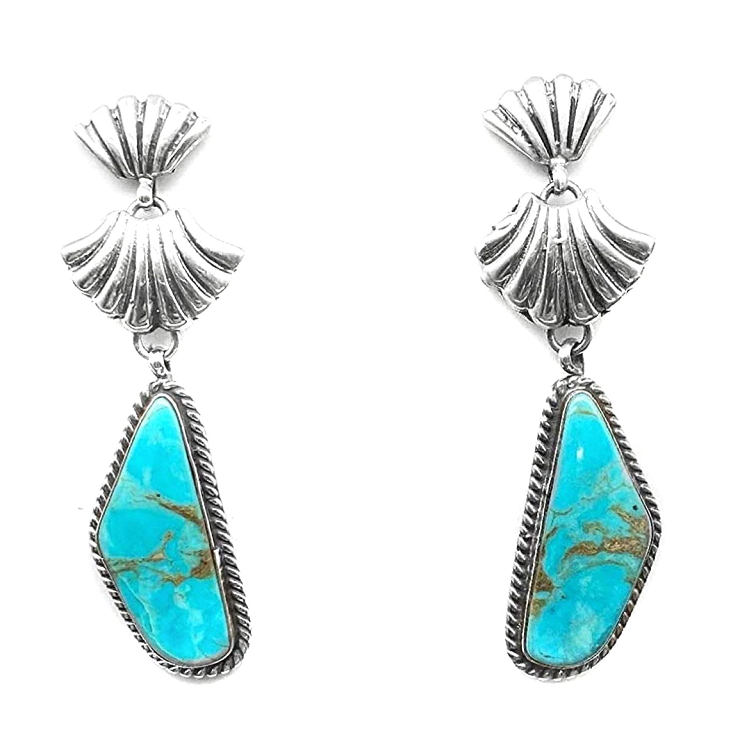 Royston Turquoise & Sterling Silver Hoops 