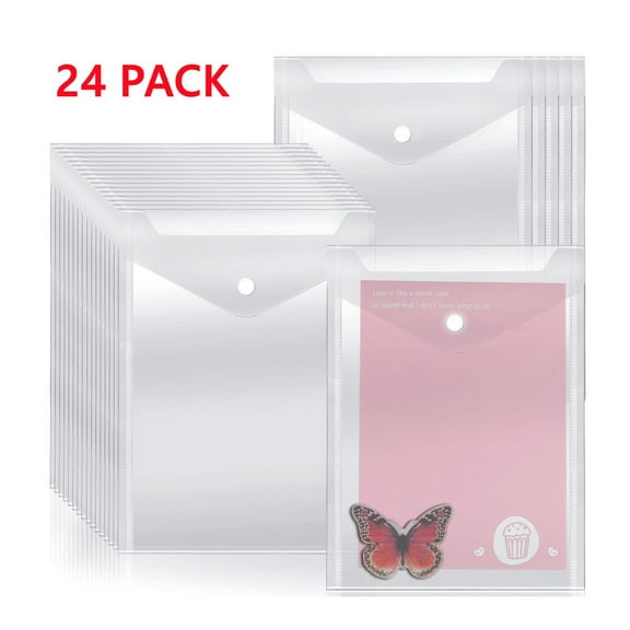 24 Pack Large Clear Die & Stamp Storage Bag Transparent Plastic Folders for Cutting Dies Stencil Embossing Crafts for DIY Scrapbooking Paper Card Craft Organizer Holder