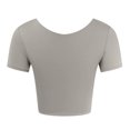 thumbnail image 5 of IWRICH Women's Short Sleeve Yoga Crop Tops Lightweight Slim Fit Stretchy Workout Shirts Casual Running Cute Basic Tank tops Grey L, 5 of 5