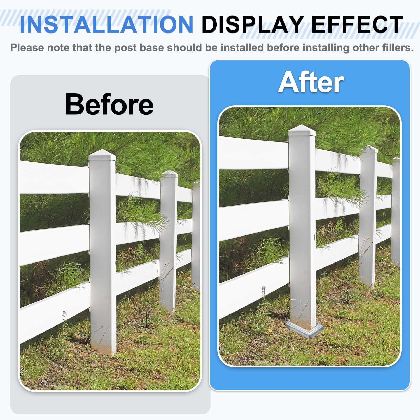 Jupe De Poteau En Vinyle Blanc De 10,2 X 10,2 Cm Pour Poteaux