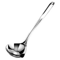 Farfi Soup Ladle Long Handle Scalding Resistant Stainless Steel Oil Filter Skimmer Spoon Cookware Supplies (size S)