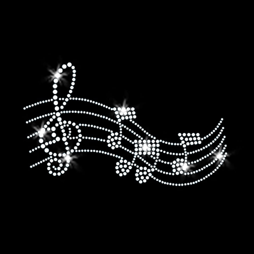 Music Melody Clear Iron-on Rhinestone Transfer by JCS Rhinestones