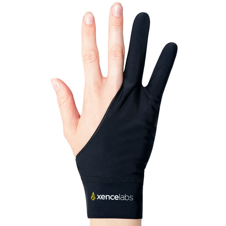 XENCELABS, Artist Glove, Drawing Glove Left Right Hand for Drawing Tablet,  2 Finger Glove for Drawing Black Size S 