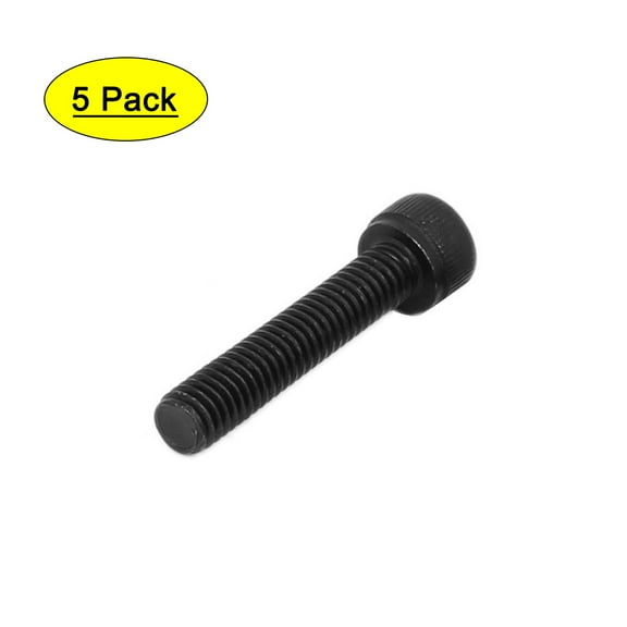 M6 x 30mm Alloy Steel 12.9 Grade Cap Point Hex Socket Head Screw Black 5PCS