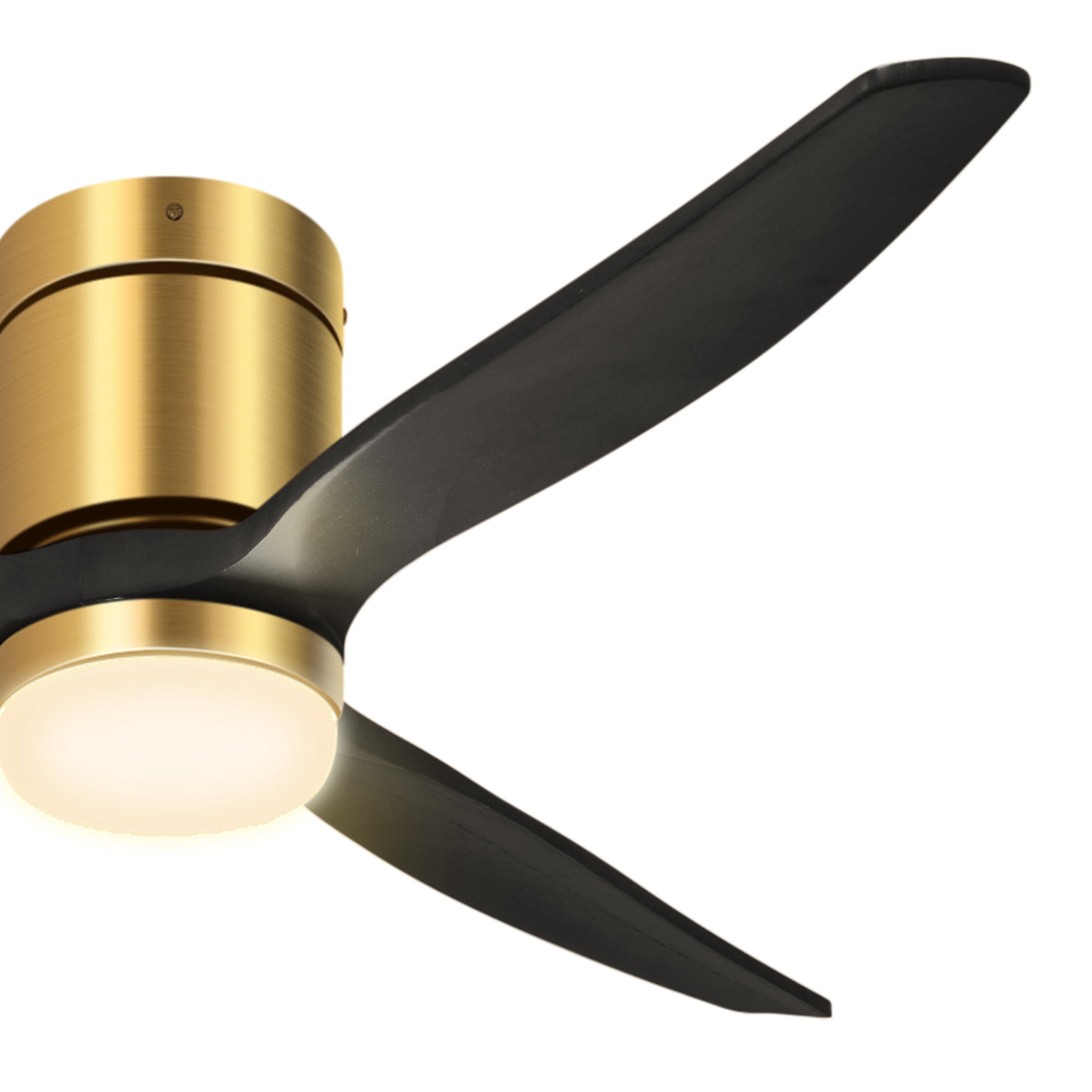 Uforic 52 Inch Low Profile Ceiling Fan with Lights Remote, Flush Mount Ceiling Fan with 3 Wood Fan Blade for Bedroom, Outdoor, Indoor, Black & Gold