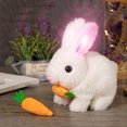 thumbnail image 1 of Simulación de conejo eléctrico juguete para mascota lindo peluche de zanahoria de zanahoria (blanco), 1 of 6