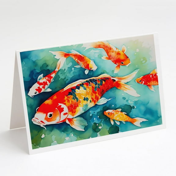 Koi Fish Greeting Cards Pack of 8 7 in x 5 in