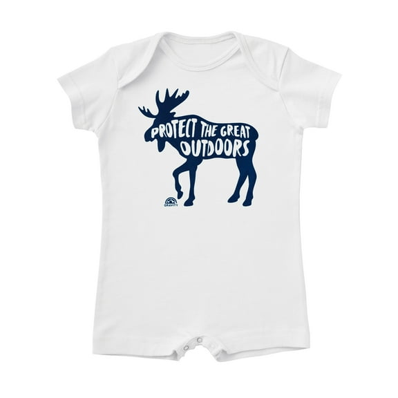 Great Outdoors Water-Based Jersey T-Romper - White/Navy Ink - Newborn