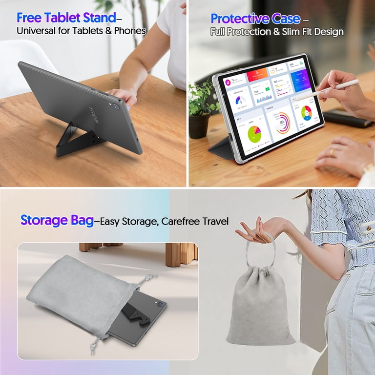 FITIFUN 10.1 inch Tablet Android 14 Tablets with Case, 4GB RAM