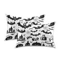 thumbnail image 2 of Dailycode Satin Pillow Case Standard Silk Pillow Cover for Hair and Skin Envelope Closure Pumpkins Bats Spiderweb Tree 20"x26", 2 of 9