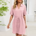 thumbnail image 2 of Wensltd Summer Nightgowns for Women Short Sleeve Solid Color Collared Sleep Dress Loose Fit Comfortable Soft Home Wear Pink XL, 2 of 8