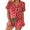 Red Candy Cane, variant on Womens Christmas Lounge Sets Candy Cane Print Pocketed Knotted PJ Set Short Sleeve Xmas Top and Shorts