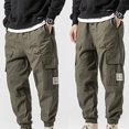 thumbnail image 4 of OmicGot Men's Trousers Overalls Solid Color Multi-Pocket Men's Mid-Waist Drawstring Trousers Solid Color Multi-Pocket Men's Trousers, 4 of 11