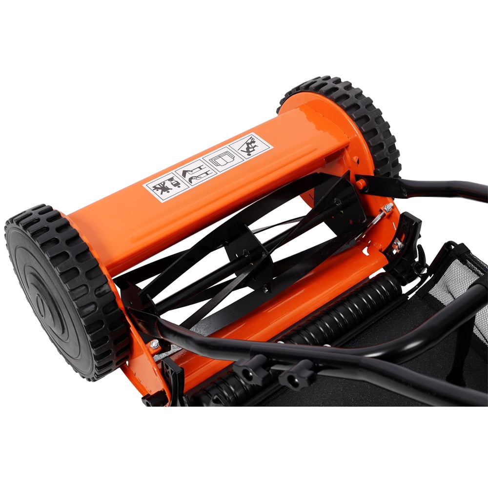 14-Inch 5-Blade Push Reel Lawn Mower with Grass Catcher