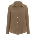 thumbnail image 5 of Kaprioy Long Sleeve Shirts for Womens Button Down Shirts Long Sleeve Tops Casual Collared Blouses Loose Fit Fall Clothes Khaki, M, 5 of 9