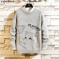 thumbnail image 4 of Suéter con estampado de gato de dibujos animados japonés VERSMA Harajuku para hombre y mujer, suéteres navideños de punto vintage holgados de otoño para hombre, talla grande 5XL, 4 of 5