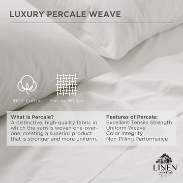100% Cotton Percale 1 Flat Sheet, Queen Size - Crisp, Cool and Strong Bed Linen, Luxury Breathable Sheet, White