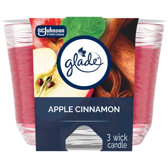 Glade® Scented 3-Wick Candle Air Freshener, Apple Cinnamon
