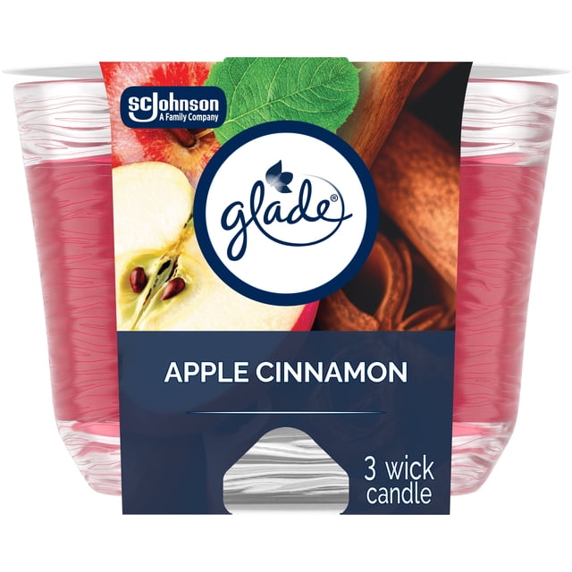 Glade® Scented 3-Wick Candle Air Freshener, Apple Cinnamon
