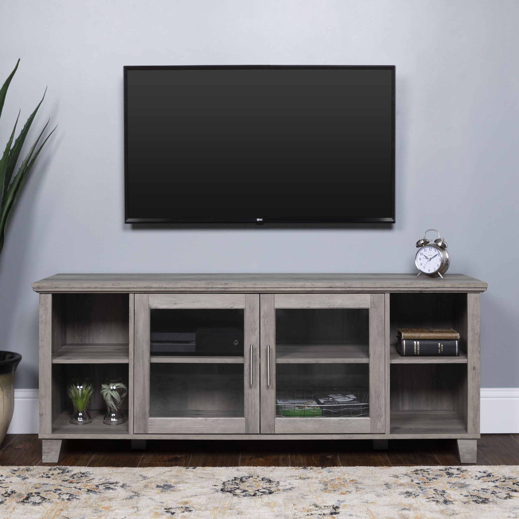Columbus Transitional 58 Inch Grey Wash TV Stand by Manor Park