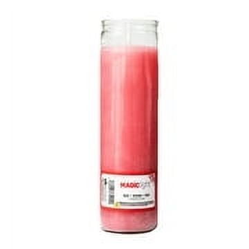 MagicLight Religious Candles 16 oz - Clear Glass Jar, Unscented Pink Wax