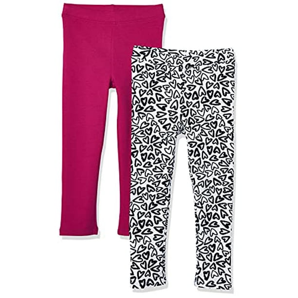 Brand - Spotted Zebra Girls Cozy Fleece Leggings, 2-Pack Heart Fuchsia, 3T  