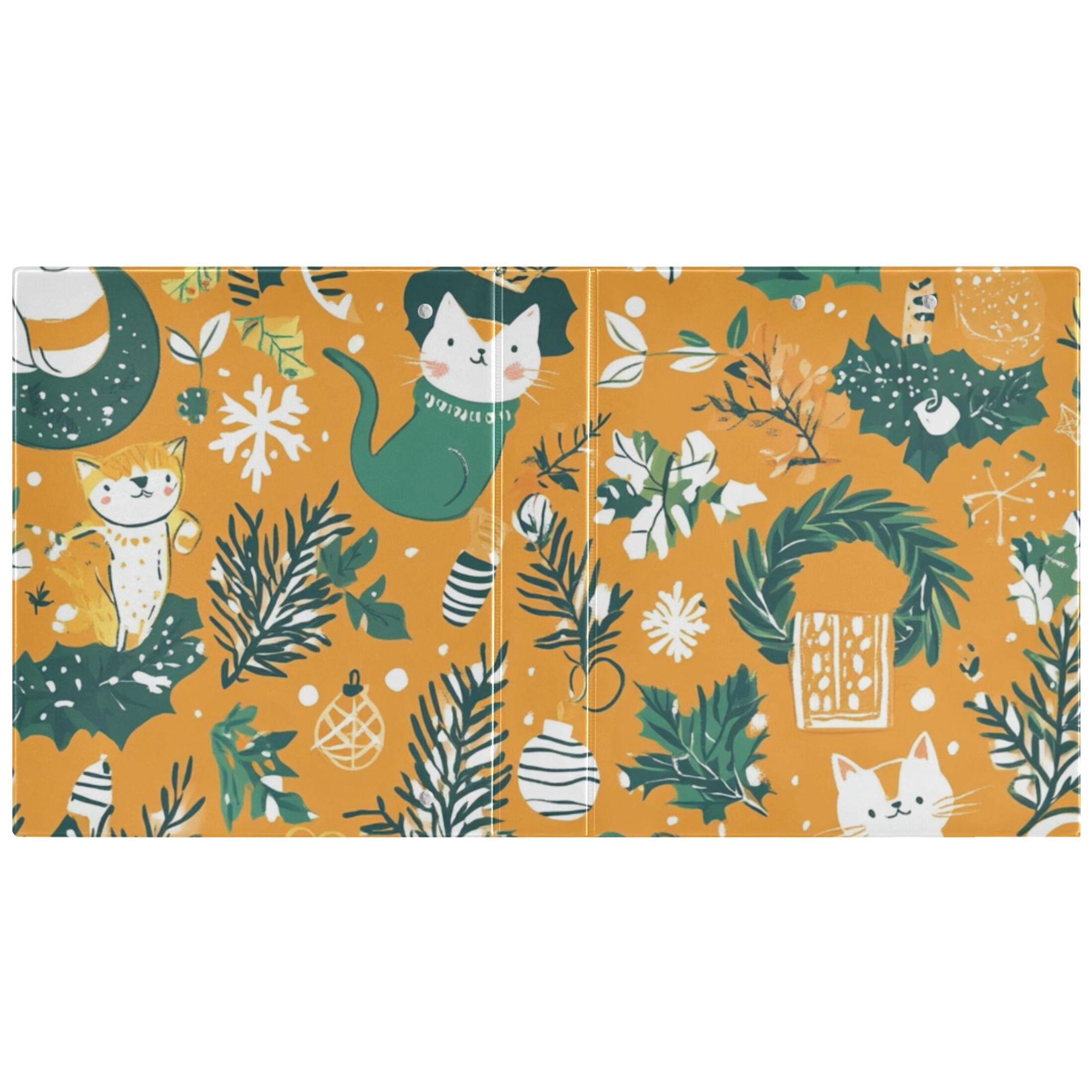Christmas Cats Orange 3 Ring Binders 1.5 inch Hardcover File Folders with Interior Pockets A4 Size Organizer for School Office Hospital