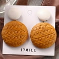 thumbnail image 1 of Bohemian Style Wood Bamboo Rattan Geometric Round Earrings Ladies Jewelry, 1 of 4