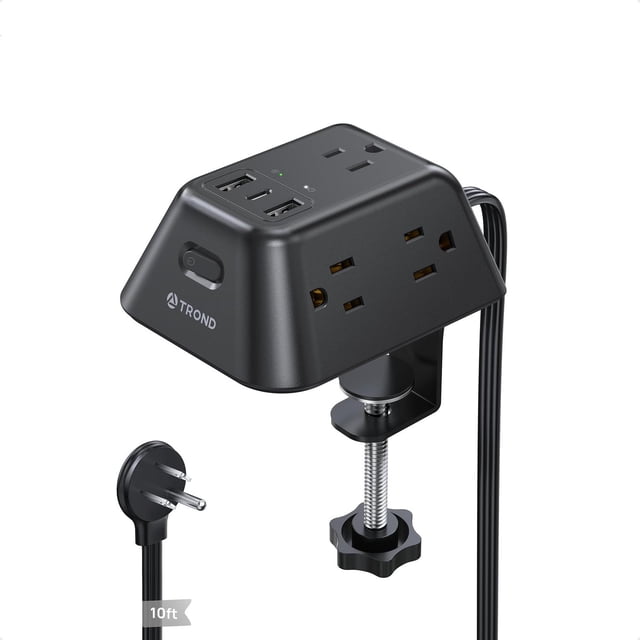 TROND Regleta Multicontacto con Abrazadera 3M, 5 Tomas AC y 3 Puertos USB, Protector de Sobretensión