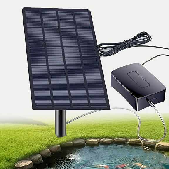 Solar Oxygen Pump Kit, Outdoor Pond Aerator, Battery-Free Aquarium Oxygenator for Fish Tank, Fountain, Hydroponics, Powered by Solar Panel