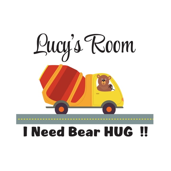 I need Bear Hug Vinyl Wall Decal Art- Personalized Name Wall Decal - Custom Wall Art Decor Sticker For Nursery Kids Room Bedroom Playroom Classroom- Size : 10" x 8".