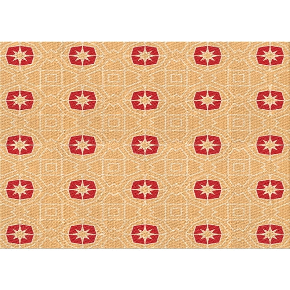 Ahgly Company Indoor Rectangle Patterned Neon Orange Area Rugs, 8' x 10'