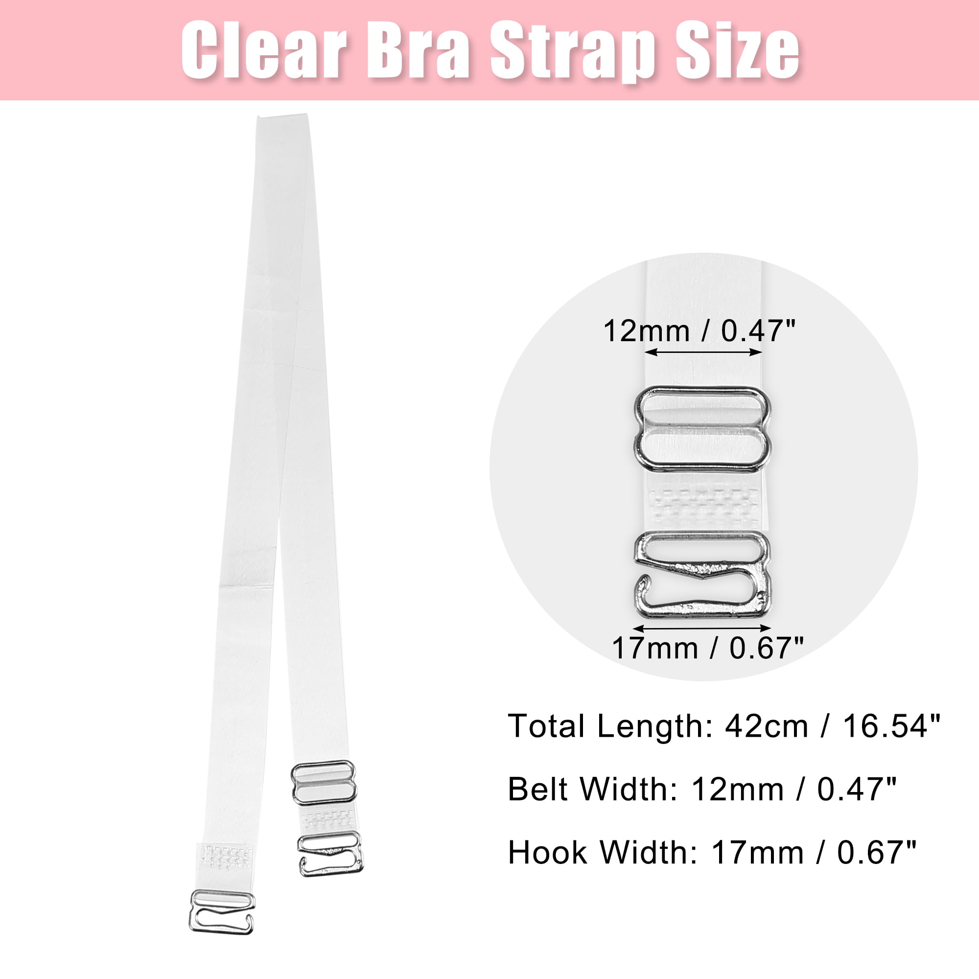 Unique Bargains Invisible Bra Strap with Stainless Steel Hook Adjustable 1.2 cm 2Pcs