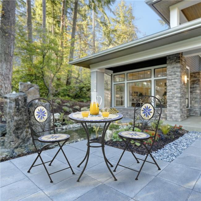 Free Shipping! Alpine Corporation 3-Piece Metal Mosaic Tile Bistro