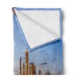 thumbnail image 2 of Illinois Soft Flannel Fleece Blanket, Picturesque Chicago City from Lake Michigan Reflections USA Night American, Cozy Plush for Indoor and Outdoor Use, 50" x 70", Ceil Blue Apricot, by Ambesonne, 2 of 5